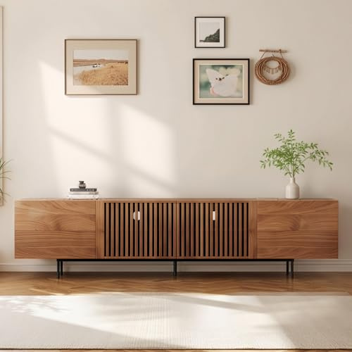 Large Vintage Style TV Stand 180/240 cm, Heavy Duty TV Unit for Big Screens (85-100 Inch), High Capacity Storage TV Cabinet with Carbon Steel Legs for Lounge Living Room & Bedroom (240CM)