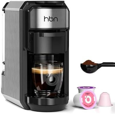 HBN 3-in-1 for Nespresso Capsule & K-Cup Pods & Ground Coffee Multi Coffee Maker Single Serve, 19Bar Programmable One-Touch Brewing Espresso Machine, 20oz Removable Water Tank, 1450W Fast Heat
