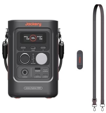 Jackery E300D Tragbare Powerstation mit verstellbarem Trageriemen | 288Wh LFP-Akku, 300W Ausgang, kompakter Solargenerator für mobiles Arbeiten, Camping, Reisen und Notstrom