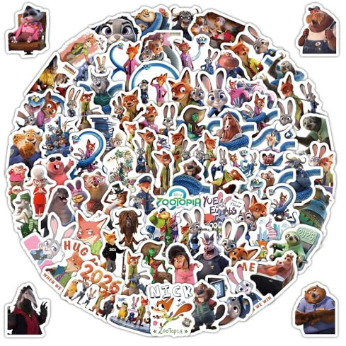 103PCS Zoomania 2 Aufkleber Wasserdichte Vinyl Stickers für Autoscooter, Computer, Gitarre, Gepäck, Skateboard für Fans