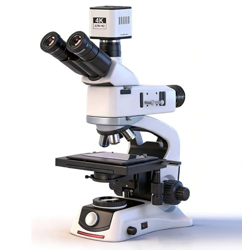 Infinity-Corrected Polarizing Metallurgical EPI Reflected Illumination Vabiooth Trinocular Microscope 50X-500X Mag, 4K Camera with Software, Infinity Achromatic Objectives,3-Layer Mechanical Stage
