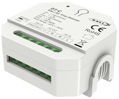 Mini AC DALI TRIAC Dimmer per Lampade LED Dimmerabili 220V, Taglio di Fase, Pulsante NO, DALI-2, 1 Canale 1,5A Max 360W, 56X56X37mm Per Scatola Incasso