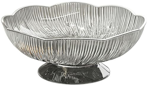 Striegro Fruit Bowl, 11 Inch Plastic Decorative Bowl with Drainage for Fruits & Snacks, Food-Safe Serving Tray for Kitchen Counter, Living Room, Grey.