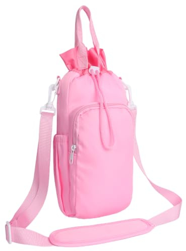 Hittriu 40oz Insulated Water Bottle Carrier Bag, Bottle Holder with Phone Pocket and Adjustable Strap, for Outdoor Hiking Walking Sports Men Women (Pink)