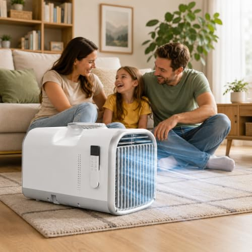 Aire Acondicionado Portátil Sin Tubo Exterior, Ar Condicionado Portatil | Cuerpo Compacto De 15 kg Con Asa Integrada, Fácil De Mover Entre RV, Camiones, Campings Y Habitaciones Pequeñas