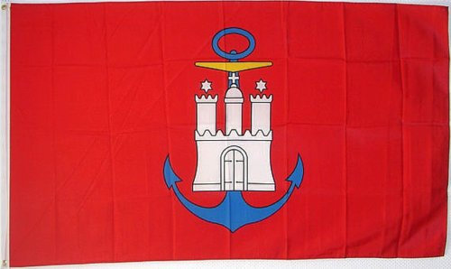 Qualitäts Fahne Flagge Hamburg Hafen 90 x 150 cm mit verstärktem Hissband