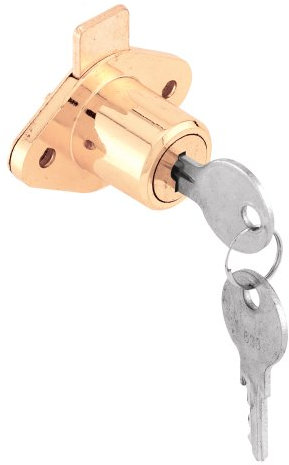 Prime-Line, Brass U 9947 Drawer & Cabinet Lock, 7/8 in. Outside Diameter, Diecast, Plated, 1 Count (Pack of 1)