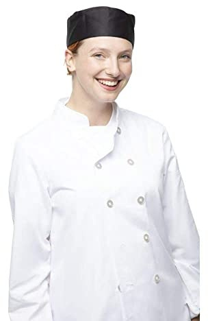 Whites Classic Chefs Clothing Polycotton Chef Skull Cap, Black, Large, L | Protects hair and absorbs sweat in busy professional kitchens, offering commercial durability for daily use and washing.
