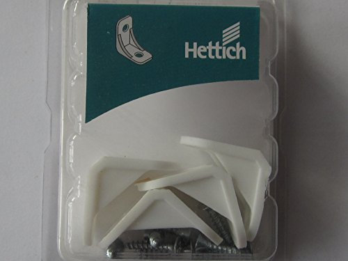 Hettich Eckverbinder zum Aufschrauben, 24 x 24 x 15 mm, Kunststoff weiß, 4 Stück, 9100050