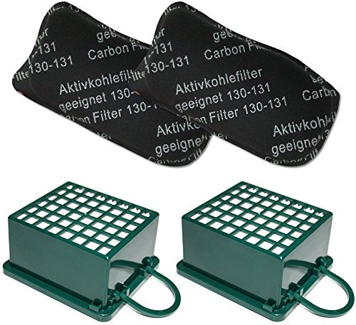 TOP Set - Filterset 2 (Geruchsfilter/Aktiv - Kohlefilter/AGF Filter) + 2 (HEPA (Mikro) Filter/Mikrofilter/Hepafilter) geeignet Für Vorwerk Kobold VK 130 131 SC, VK130, VK131