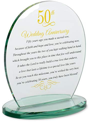 Dicksons 50 aniversario de boda amarillo 6 x 6,5 cm placa superior de cristal