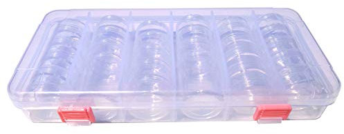 Kamay's Transparent Plastic Removable 28Pots Storage Jars Container Organizer With PC Snap-Lcok Collection Storage Container For Beads Pills Nail Art Glitter Rhinestones Supplies DIY Tools Accessories