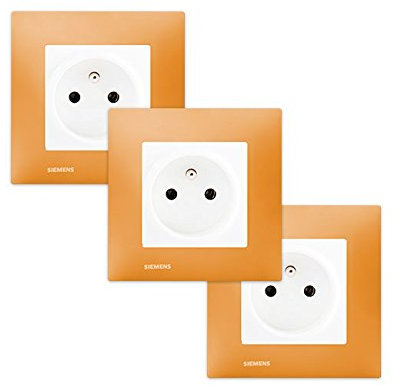 LOT 3 Prise 2P+T Blanc Delta Viva + Plaque Orange