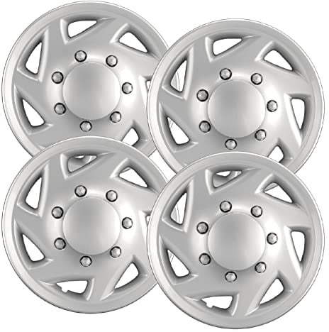 Hubcaps.com - Premium Quality 16 Silver Hubcaps/Wheel Covers fits Ford Van, One-Piece Heavy Duty Construction (Set of 4)