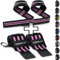 Fitgriff® Handgelenk Bandagen + Zughilfen (2er Set) - für Krafttraining, Fitness, Bodybuilding, Gewichtheben, Gym, Kraftsport - für Frauen und Männer (Black/Pink)
