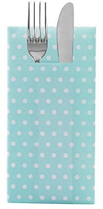 Sovie HOME Besteckserviette IRIS in MINTGRÜN, Linclass® Airlaid, 40 x 40 cm, 1/8 Falz, 12 Stück, weiß gepunktetes Design auf mintgrünem Hintergrund, Ideal für Hochzeiten, Geburtstage, Jubiläen