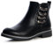 topschuhe24 1338 Damen Stiefeletten Chelsea Boots Booties Nieten Ketten, Farbe:Schwarz, Größe:36 EU