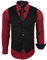 Subliminal Mode - Gilet + Chemise + Cravate Homme Col Bicolore Uni Manches Longues Coupe Ajusté Business Repassage Facile RN33 Noir et Bordeaux S