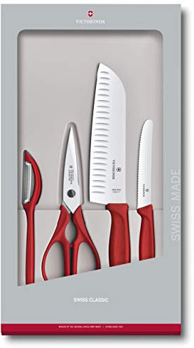 Victorinox, 6.7131.4G, Swiss Classic, Küchengarnitur, Extra scharfe Klinge, Rot, Made in Switzerland, Spülmaschinengeeignet