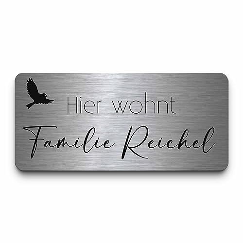 Personalisierte Edelstahl Türschilder o. Briefkastenschilder mit Gravur | Namensschilder Haustür Briefkasten selbstklebend oder mit Bohrlöcher | Haustürschild Klingelschilder wetterfest graviert