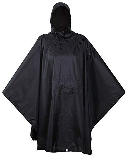 USGI Industries Military Style Poncho Multi Use Rip Stop Camouflage Regen Poncho, Schwarz (Jet Black), Einheitsgröße
