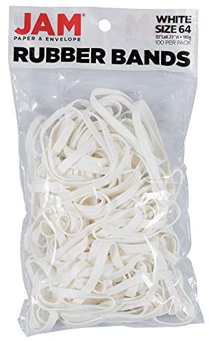 JAM PAPER Durable Rubber Bands - Size 64 - White Multi-Purpose Rubberbands - 100/Pack