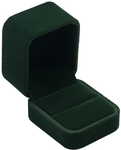 POKOFO Schmuck-Etui für Ring 50 x 60 x 45 mm Samt Ring-Box Schachtel Schatulle Geschenk-Verpackung (Grün)