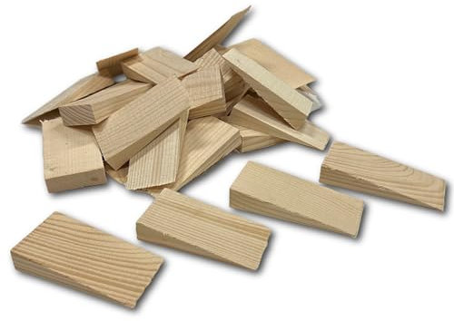 BUNBAN Holzkeile Türstopper Montage Keile aus Nadelholz 100x50x20mm (LxBxH) Möbel-, Spalt-, Bastel-, Unterlegkeile (10)