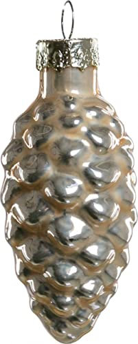 TrendLine Weihnachtskugeln Glas-Tannenzapfen 6 cm Champagner 12 Stück Christbaum- & Feiertagsschmuck