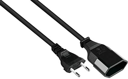 Good Connections Euro-Verlängerung - 1 m - Euro-Stecker Typ C (gerade) an Euro-Buchse (gerade) - KUPFERLEITER CU - Adernquerschnitt: 0,75 mm² - Stromkabel-Verlängerung - SCHWARZ