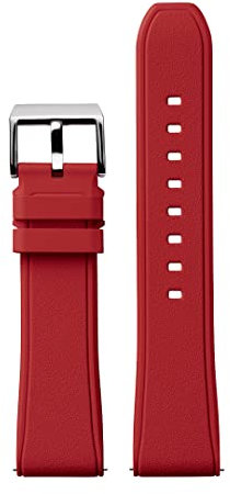 Stailer Uhrenarmband 22mm rot, aus Kautschuk, Ersatzarmband in 22 mm, Rubber Armband mit Edelstahl Metall Schließe für Herren und Damen Wasserdicht Sport