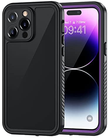 Lanhiem for iPhone 14 Pro Case, IP68 Waterproof Dustproof Shockproof 14 Pro Cases with Built-in Screen Protector, Full Body Sealed Protective Front and Back Cover for iPhone 14 Pro -6.1 inch (Purple)