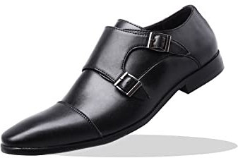 EndoraDore Herren Loafer Kleid Schuhe Leder Brogues Doppelte Schnalle Mönch Schuh Anti-Rutsch Business Büro Formale Schuhe