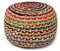 REDEARTH Runder Pouf Ottoman – geflochtener Boho-Pouf, Heimdekoration, sitzend, runde Fußstütze für Wohnzimmer, Schlafzimmer, Kinderzimmer, Lounge; Jute und Baumwolle (49,5 x 49,5 x 35,6 cm