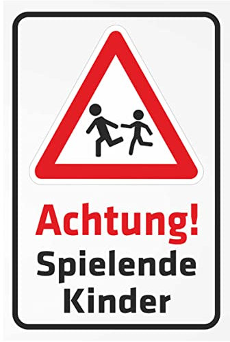 Indigos UG Aufkleber Achtung spielende Kinder 300x200 mm Hotel, Firma, Schutz, Kita, Arzt, Praxis, Wohnung Sicherheit Warnung
