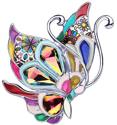 BAMAY Broches Papillon Floral en émail Alliage de Zinc Papillon Monarque Cadeaux pour Femme Fille Foulard Epingle à Revers Charms (Multicolore 145)