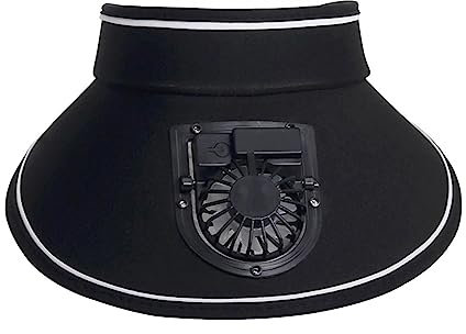LOVIVER Sun Visor Hat with Fan Fans Hat Large Brim Casual Lightweight Sun Hat Built in Fan Mini Fan Hat for Unisex Men Women Outdoor Holiday Travel, Black