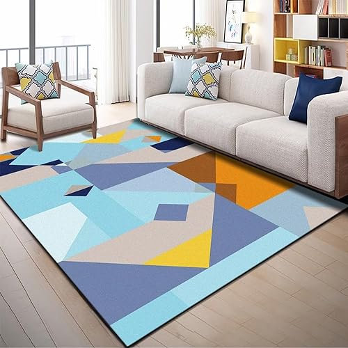Kunsen Waschbarer Teppich Moderne Wohnzimmerdekoration hochflor Teppich Mehrfarbig Teppich flauschig Schmutzabweisend50x80CM