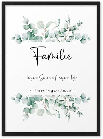 FAMILIE EUKALYPTUS | ABOUKI Kunstdruck | Definition Bild Familie Poster Personalisierte Geschenke Familie Geschenk für Familie Familien Bild Weihnachtsgeschenk Koordinaten | Personalisiert