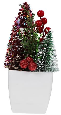 Yardenfun Weihnachtssimulation Topfpflanze Künstlicher Tisch-Weihnachtsbaum Weihnachtspflanze Künstlicher Weihnachtsbaum Im Topf Kleine Kunstpflanzen Plastik Die Blumen Gefälschte Bonsais