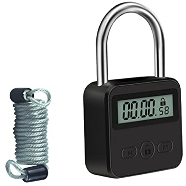 Digital Timer Padlock with 1M Steel Cable, Detox Time Lock for Box & Bag | Ideal for Smartphone Control, Dieting & Study Focus, Heavy-Duty Zinc Alloy Body for Superior Physical Resistance