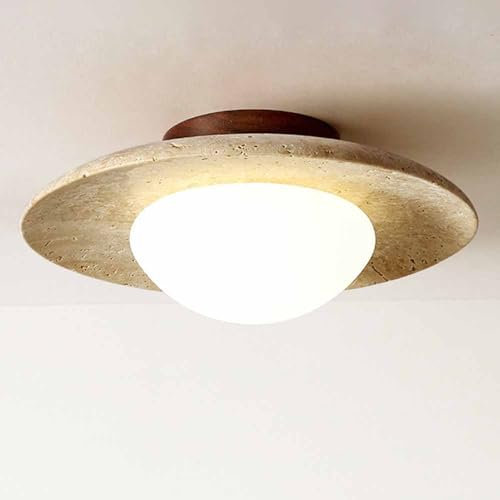 TRIVIDHA Plafonnier en Pierre Moderne Mini Plafonnier Rond avec Abat-Jour en Verre Ampoule E27 Éclairage De Plafond avec Abat-Jour en Pierre pour Salon Chambre Couloir Balcon Café Salle De Bain