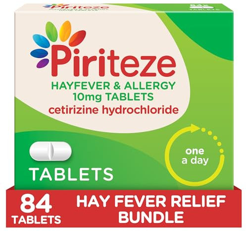 Piriteze Hayfever & Allergy Antihistamine Tablets (12x7 Pack), Allergy Relief, Cetirizine, 84 Tablets