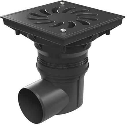 DN110 Bodenablauf horizontal mit Diebstahlschutz Kunststoff Rückstauklappe