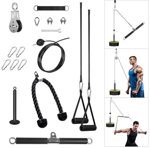 FASPUP Kabelzug Fitness Kabel Latzug DIY Fitness Kabelzug Trainingsgerät Kabelturm Zubehör Kabelzug-System Latzugmaschine Arm Krafttraining Home Gym Workout Equipment