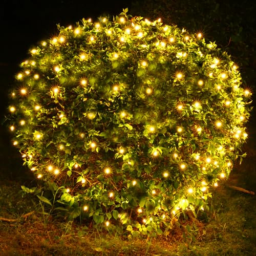 Meteds LED Christmas Net Lights Outdoor,120 LED 6ftx4ft Connectable Waterptoof Christmas Lights for Bushes Fence Tree Shrub Yard Garden Outdoor Christmas Decorations(Warm White)
