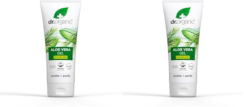 Dr Organic Aloe Vera Gel with Tea Tree, Purifying, All Skin Types, Natural, Vegan, Cruelty-Free, Paraben & SLS-Free, Recycled & Recyclable, Organic, 200ml, Packaging may vary (Pack of 2)