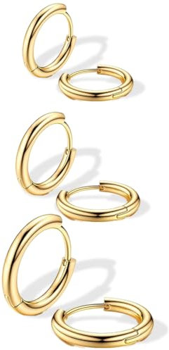 JEYORZY Gold Creolen für Damen und Herren - Kleine Edelstahl Ohrringe, Hypoallergen, Hoop Design