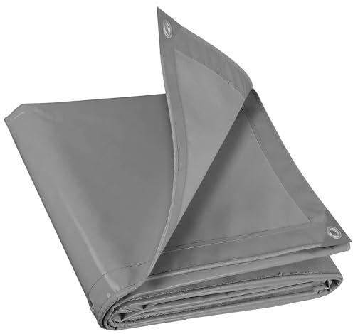 ESTO Telo impermeabile Esterno, Telone Occhiellato 180g/mq Telo Protettivo Multiuso Antistrappo con occhielli per Auto, Barche, Piscina, Giardino, Legna 5X8