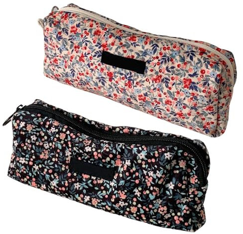 2 Stück Federmäppchen Mit Blumenmuster, Praktische Federmäppchen, Aufbewahrungstaschen Für Schreibwaren, Aufbewahrungs- Und Organisationstaschen, Büro-Schreibwarentaschen